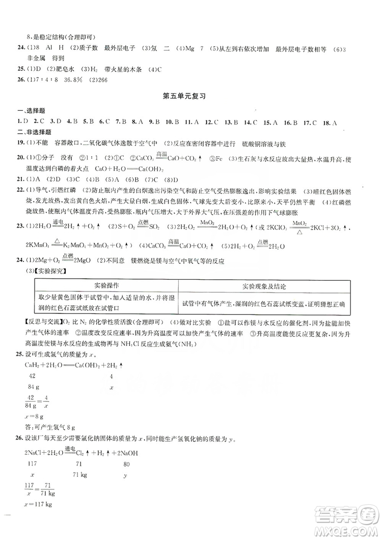 2019金鑰匙沖刺名校大試卷9年級化學上冊國標全國版答案