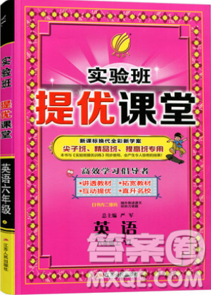 春雨教育2019秋實驗班提優(yōu)課堂英語六年級上冊YL譯林版參考答案