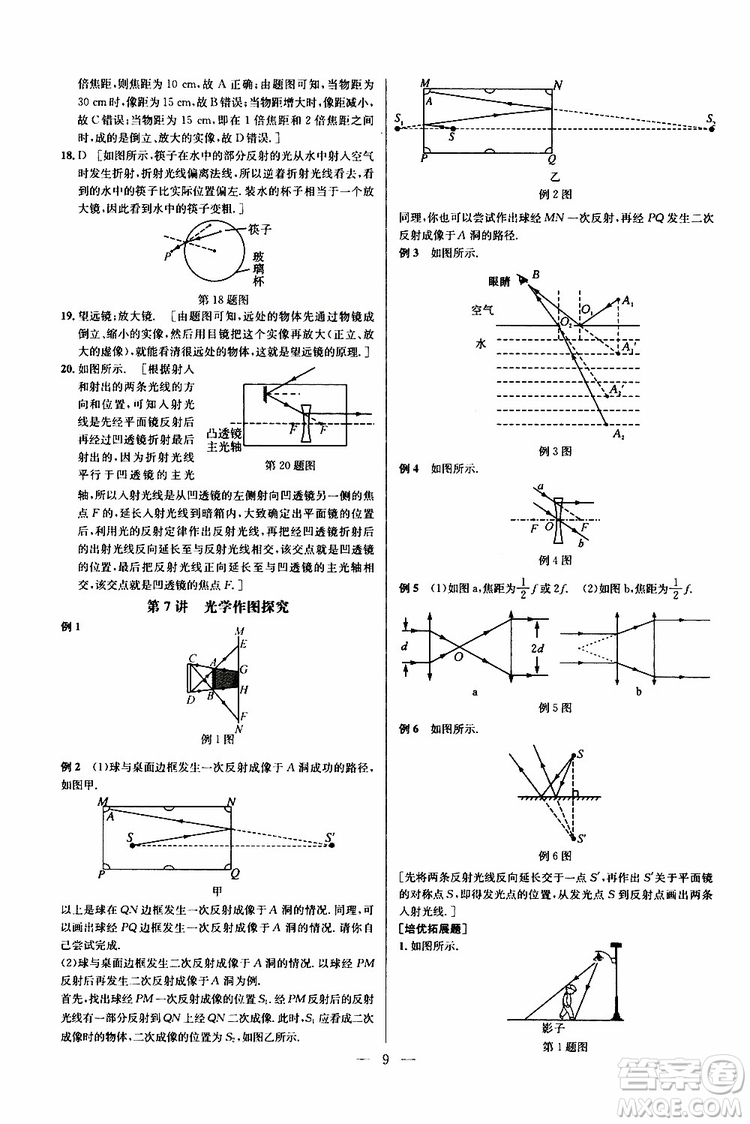 2019年新課標(biāo)八年級物理培優(yōu)競賽超級課堂第七版參考答案