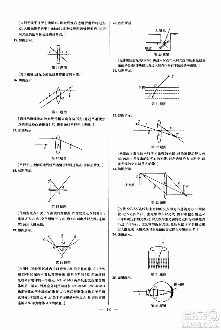 2019年新課標(biāo)八年級物理培優(yōu)競賽超級課堂第七版參考答案