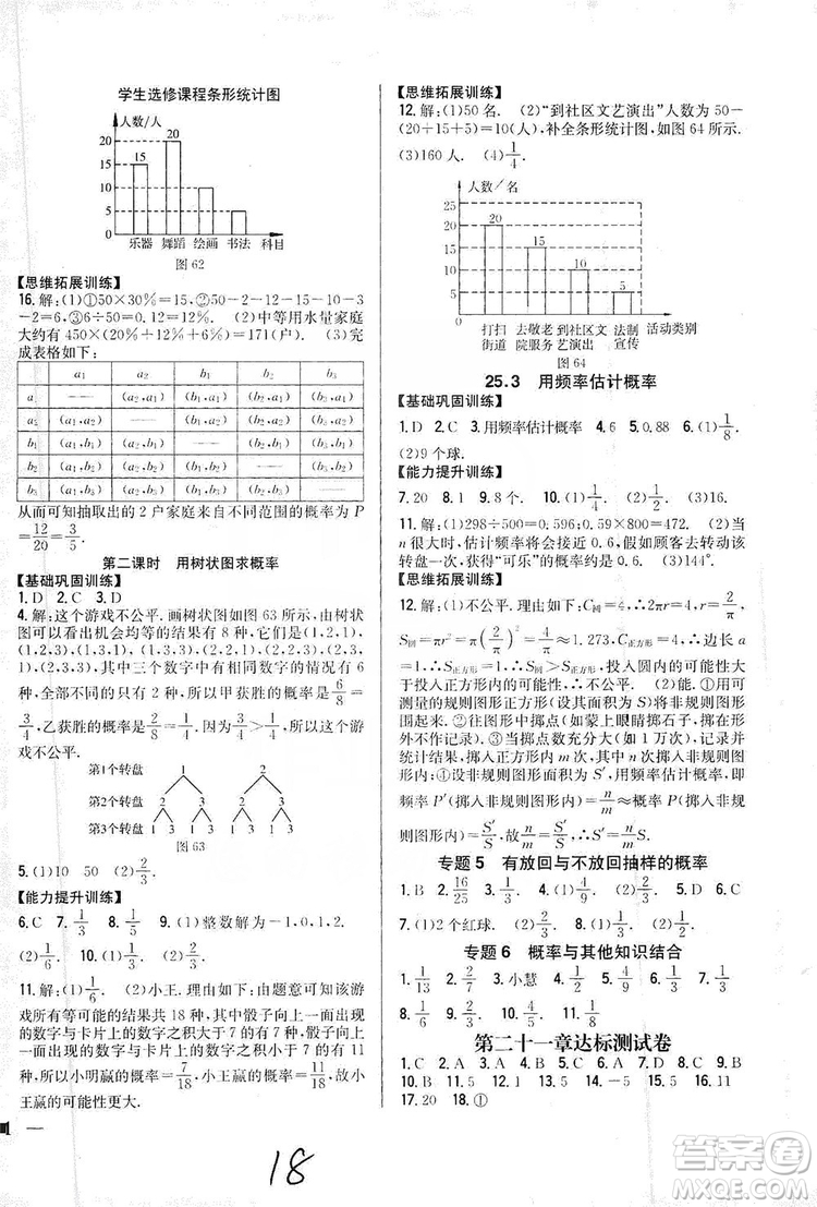 2019全科王同步課時(shí)練習(xí)9年級(jí)數(shù)學(xué)新課標(biāo)人教版答案