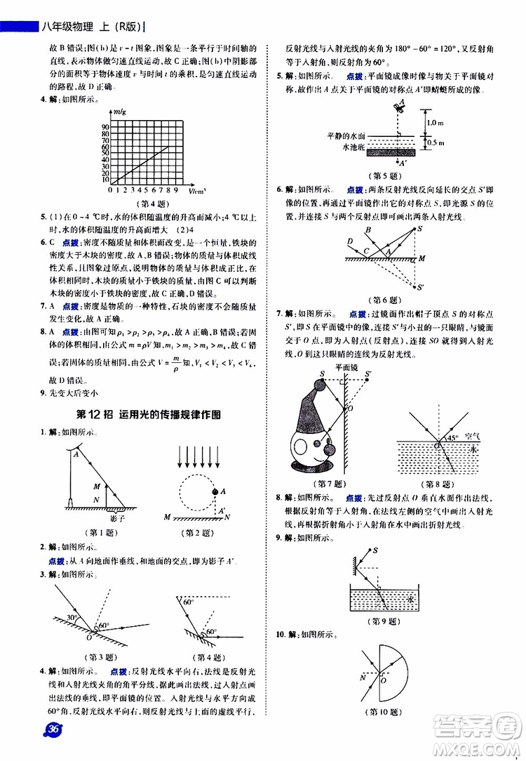 榮德基2019秋典中點極速提分法八年級上物理R版人教版參考答案