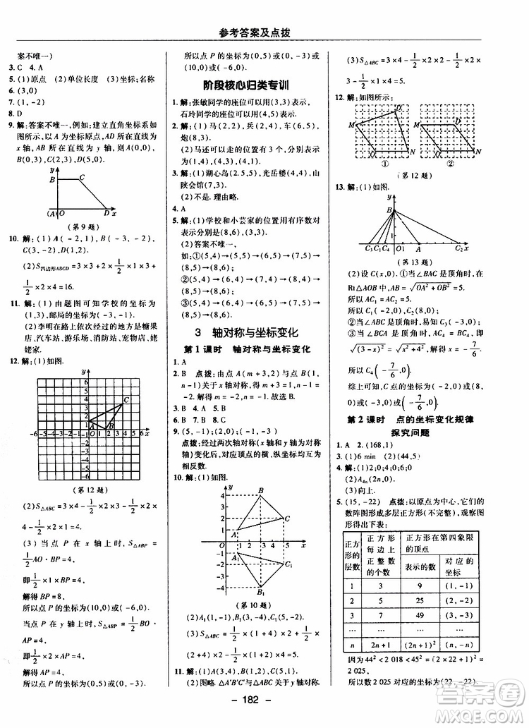 榮德基2019秋典中點(diǎn)綜合應(yīng)用創(chuàng)新題數(shù)學(xué)八年級(jí)上BSD北師大版參考答案