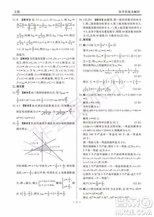 河南省頂級名校2020屆高三年級開學(xué)摸底考試文理數(shù)試題及答案