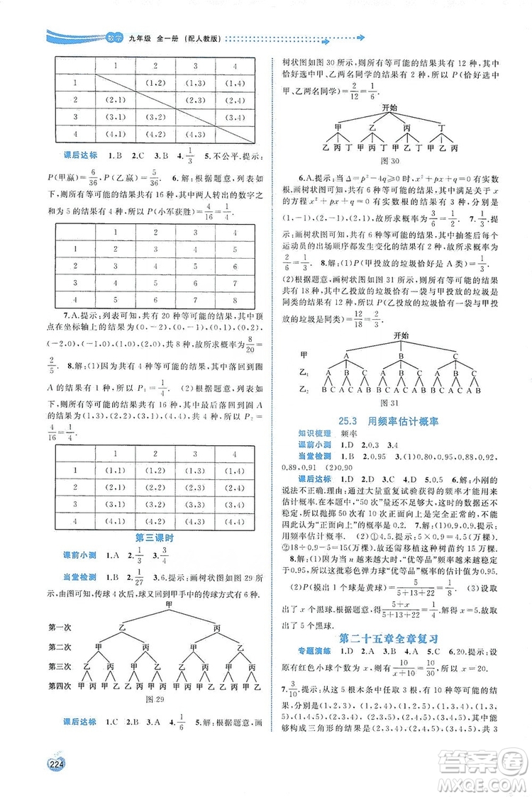 2019新課程學(xué)習(xí)與測評同步學(xué)習(xí)數(shù)學(xué)九年級全一冊人教版答案