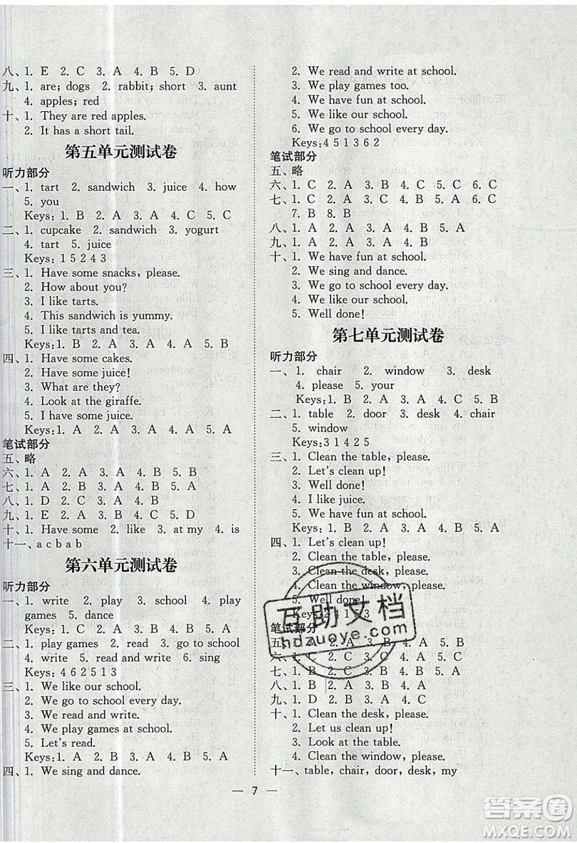 江蘇鳳凰美術(shù)出版社2019課時金練英語二年級上2A江蘇版參考答案