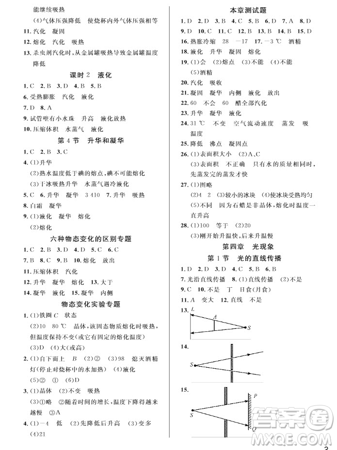 武漢出版社2019智慧學(xué)習(xí)課堂作業(yè)8年級物理上冊答案