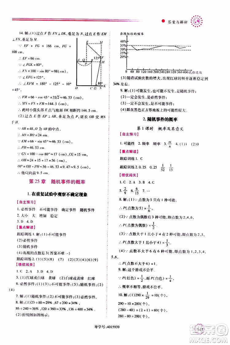 公告目錄教輔2019年績(jī)優(yōu)學(xué)案九年級(jí)上冊(cè)數(shù)學(xué)華東師大版答案