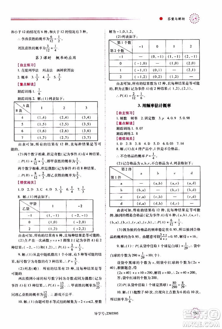 公告目錄教輔2019年績優(yōu)學(xué)案九年級上冊數(shù)學(xué)人教版答案