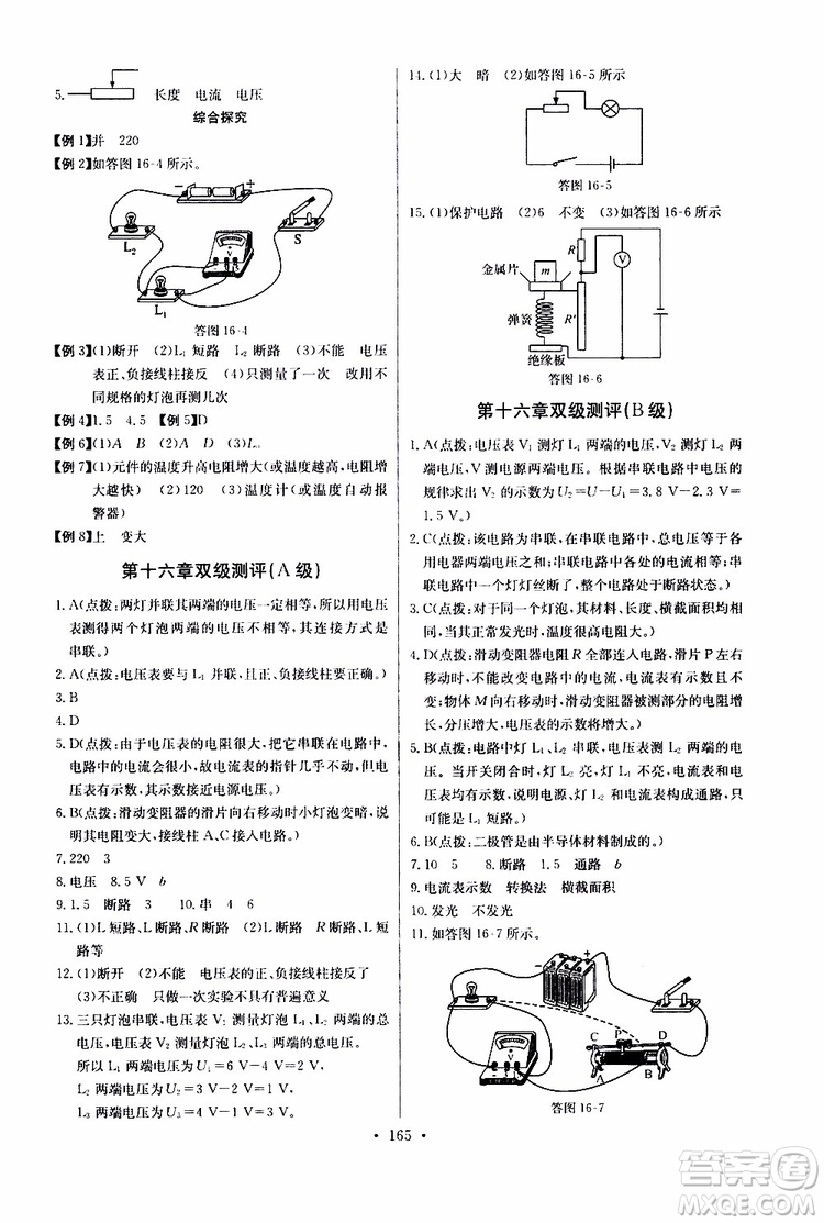 2019新版長(zhǎng)江全能學(xué)案同步練習(xí)冊(cè)物理九年級(jí)全一冊(cè)人教版參考答案