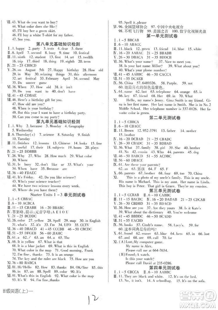 武漢出版社2019探究在線高效課堂7年級(jí)英語上冊(cè)人教版答案