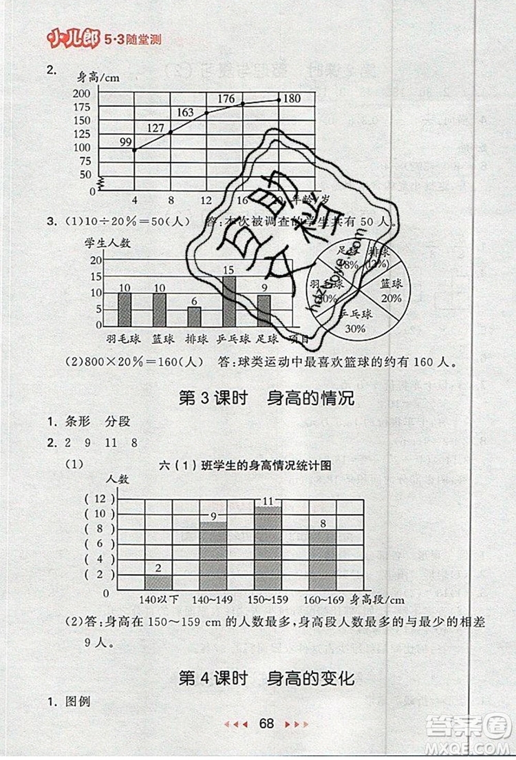  2019年53隨堂測小學(xué)數(shù)學(xué)六年級(jí)上冊北師大版參考答案