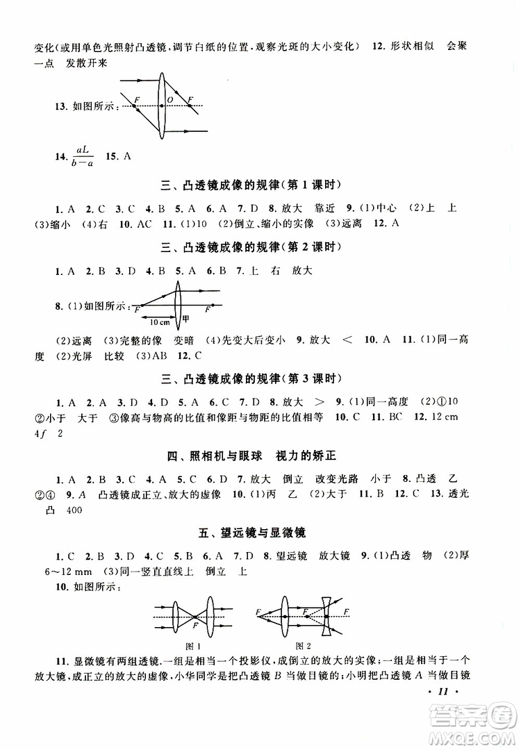 2019年拓展與培優(yōu)物理八年級(jí)上冊(cè)蘇教版參考答案