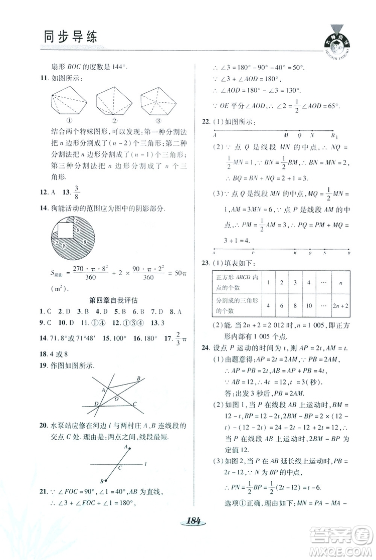 陜西科學技術(shù)出版社2019新課標教材同步導(dǎo)練七年級數(shù)學上冊C版答案