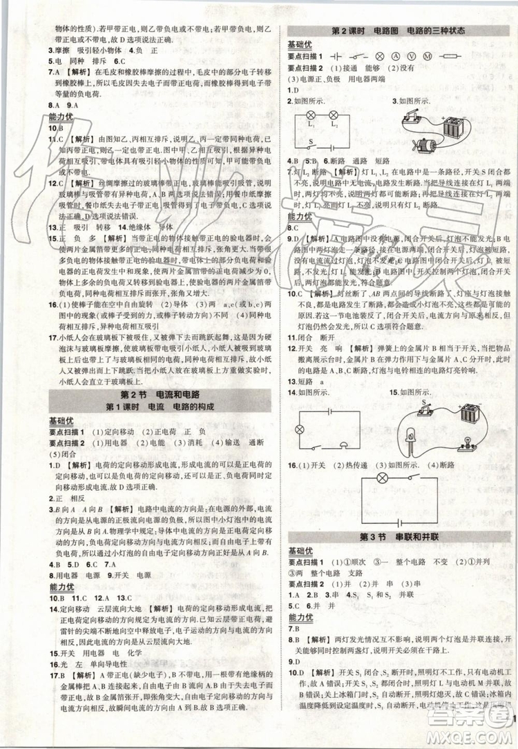 2019年?duì)钤刹怕穭?chuàng)優(yōu)作業(yè)物理九年級(jí)上冊(cè)人教版參考答案