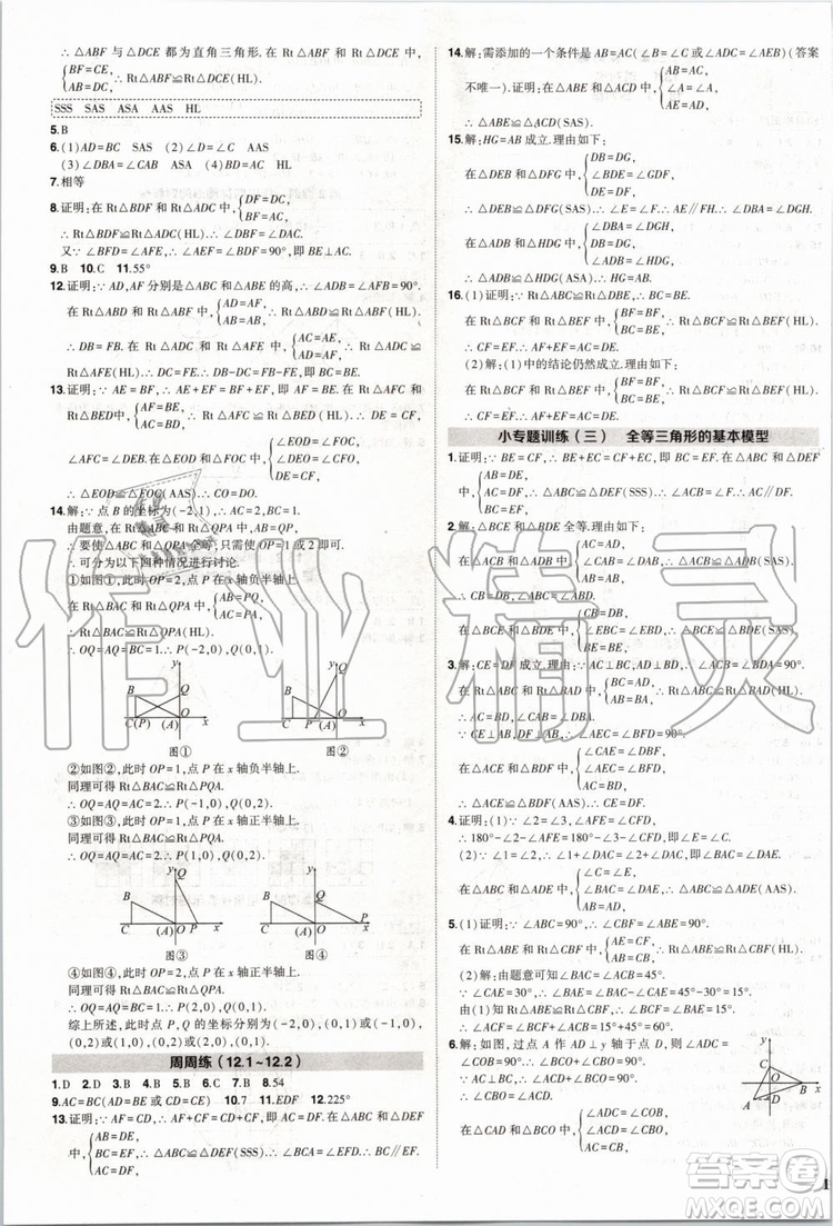 2019年?duì)钤刹怕穭?chuàng)優(yōu)作業(yè)數(shù)學(xué)八年級(jí)上冊(cè)R人教版參考答案