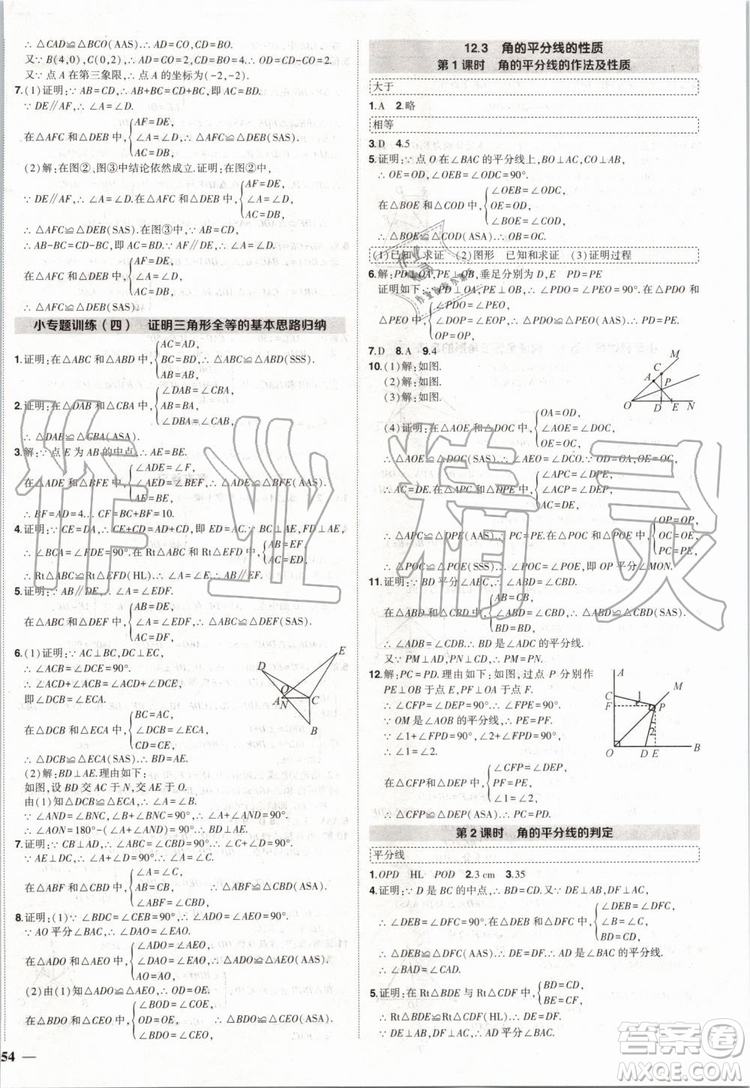 2019年?duì)钤刹怕穭?chuàng)優(yōu)作業(yè)數(shù)學(xué)八年級(jí)上冊(cè)R人教版參考答案