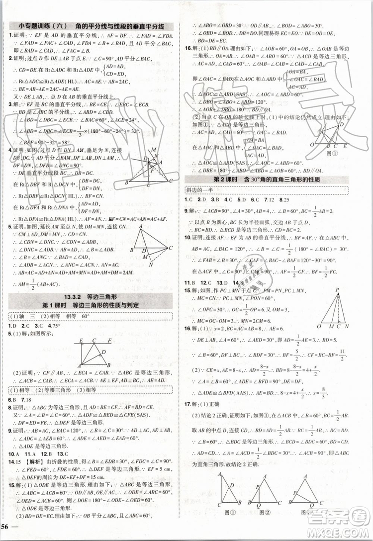 2019年?duì)钤刹怕穭?chuàng)優(yōu)作業(yè)數(shù)學(xué)八年級(jí)上冊(cè)R人教版參考答案