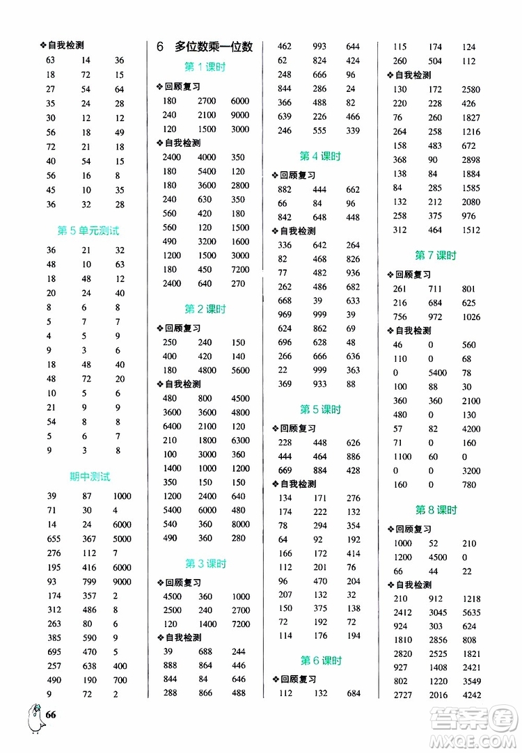 2019年P(guān)ASS綠卡圖書小學(xué)學(xué)霸口算三年級上RJ人教版參考答案