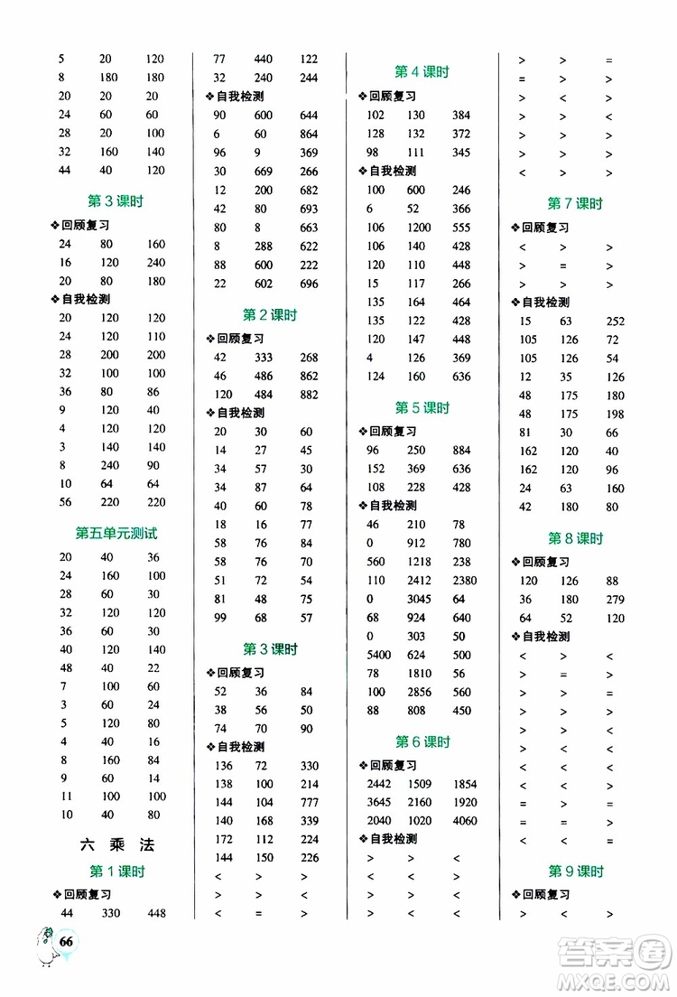 2019年P(guān)ASS綠卡圖書小學學霸口算三年級上BS北師版參考答案