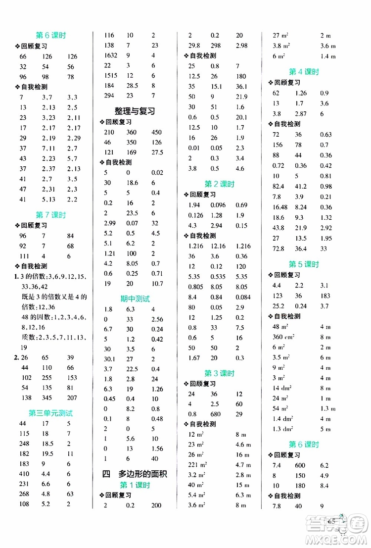 2019年P(guān)ASS綠卡圖書(shū)小學(xué)學(xué)霸口算五年級(jí)上BS北師版參考答案