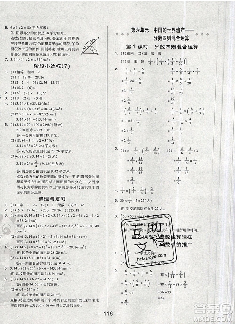 2019年綜合應(yīng)用創(chuàng)新題典中點六年級數(shù)學上冊青島版參考答案