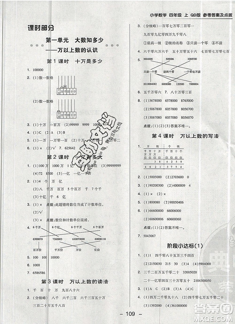 2019年綜合應(yīng)用創(chuàng)新題典中點(diǎn)四年級數(shù)學(xué)上冊青島版參考答案