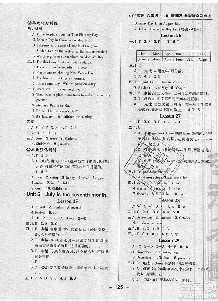 2019年綜合應用創(chuàng)新題典中點六年級英語上冊精通版參考答案