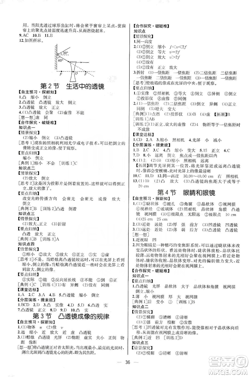 同步學(xué)歷案課時(shí)練2019八年級(jí)物理上冊(cè)人教版河北專版答案