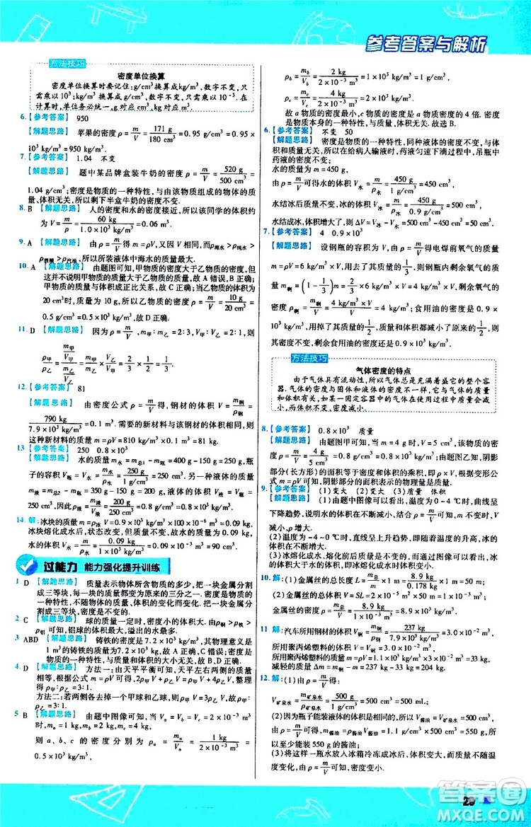 2020版天星教育一遍過初中物理八年級(jí)上冊(cè)HK滬科版參考答案