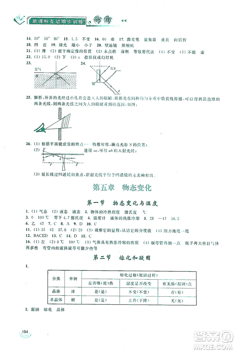 2019新課標互動同步訓練物理八年級上冊人教版答案