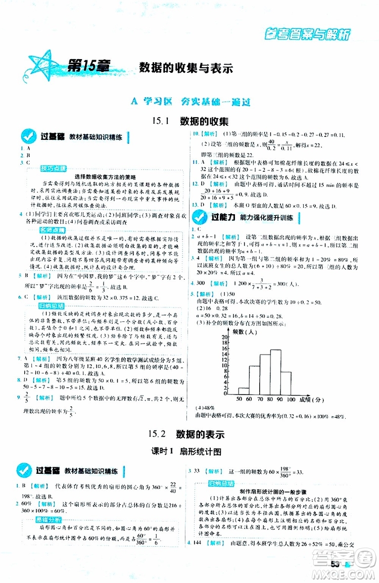 2020版天星教育一遍過初中數(shù)學八年級上冊HDSD華東師大版參考答案