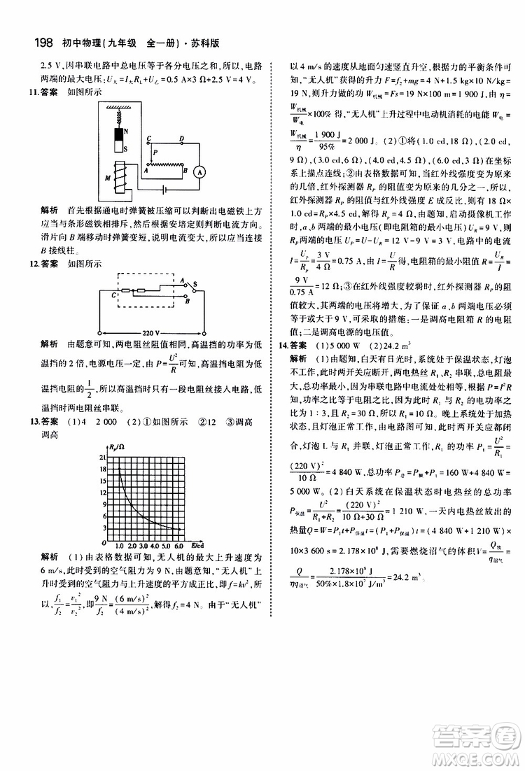 曲一線2020版5年中考3年模擬初中物理九年級(jí)全一冊(cè)全練版蘇科版參考答案