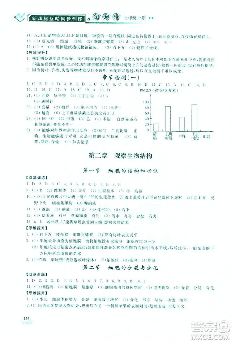 2019新課標(biāo)互動(dòng)同步訓(xùn)練生物學(xué)八年級(jí)上冊(cè)人教版答案