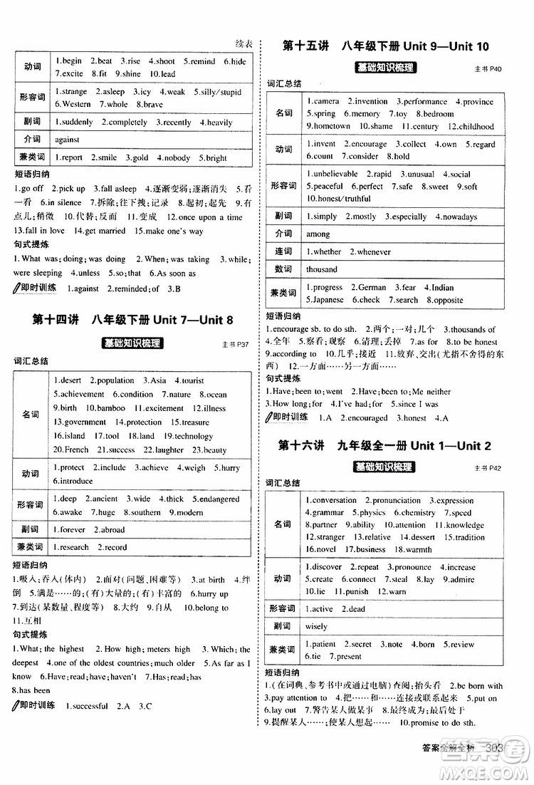 曲一線2020版5年中考3年模擬九年級(jí)+中考英語(yǔ)人教版參考答案