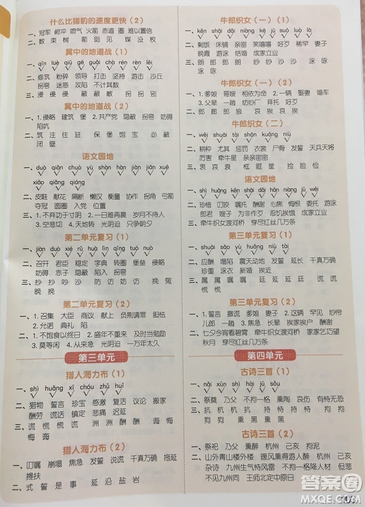 宇軒圖書(shū)2019陽(yáng)光同學(xué)默寫(xiě)小達(dá)人語(yǔ)文五年級(jí)上冊(cè)答案