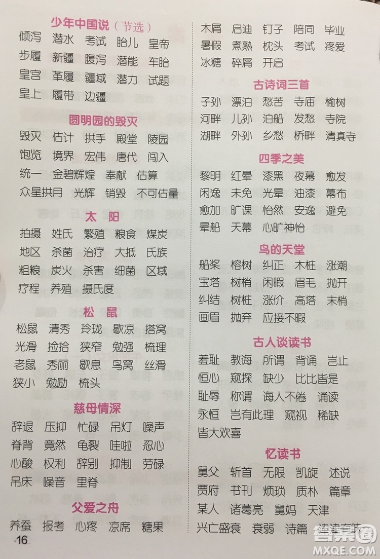 宇軒圖書(shū)2019陽(yáng)光同學(xué)默寫(xiě)小達(dá)人語(yǔ)文五年級(jí)上冊(cè)答案