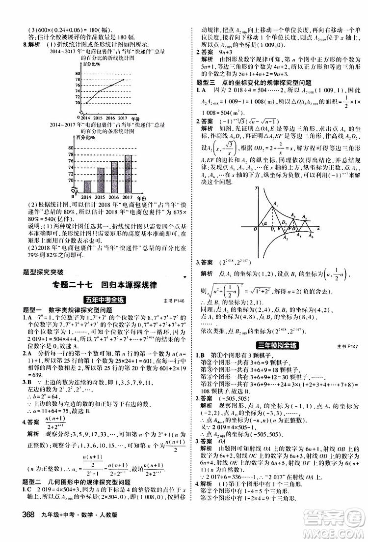 曲一線2020版5年中考3年模擬九年級+中考數(shù)學(xué)人教版參考答案