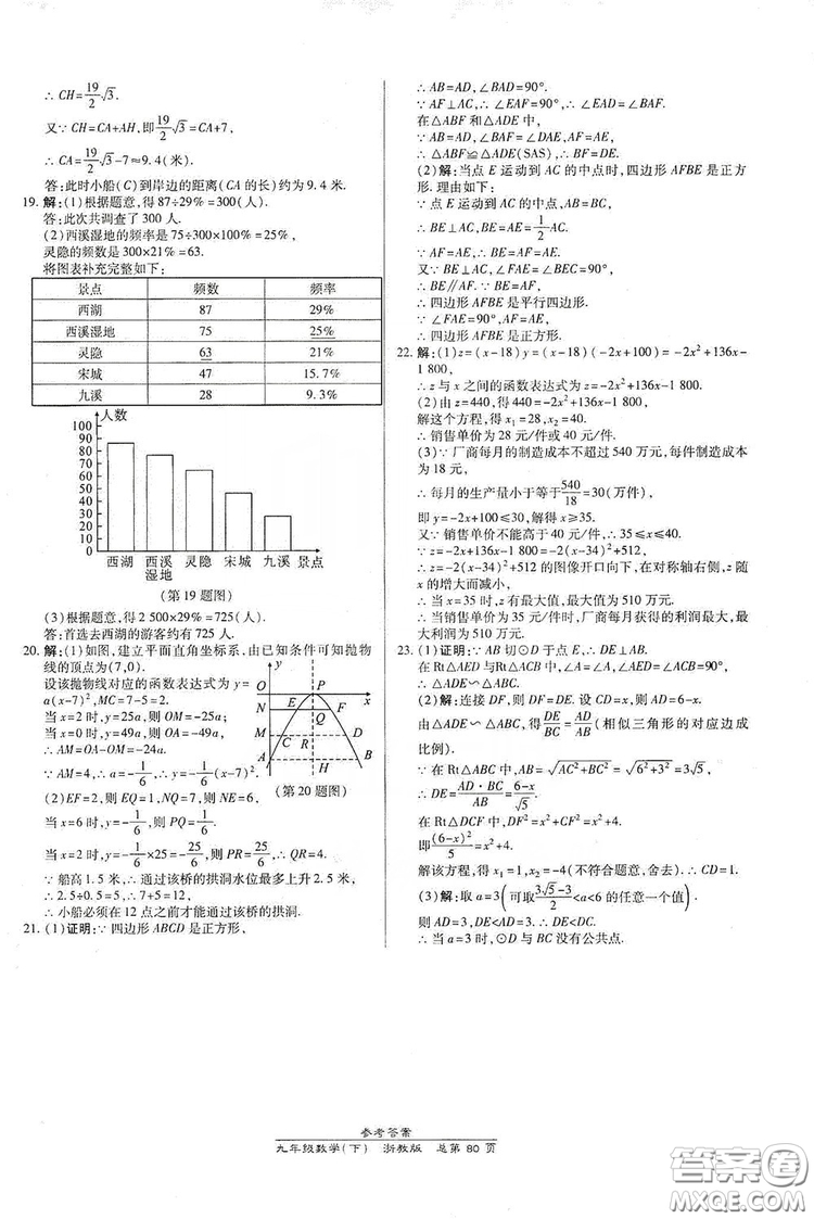 開(kāi)明出版社2019高效課時(shí)通九年級(jí)數(shù)學(xué)全一冊(cè)新課改浙江專(zhuān)版A本答案