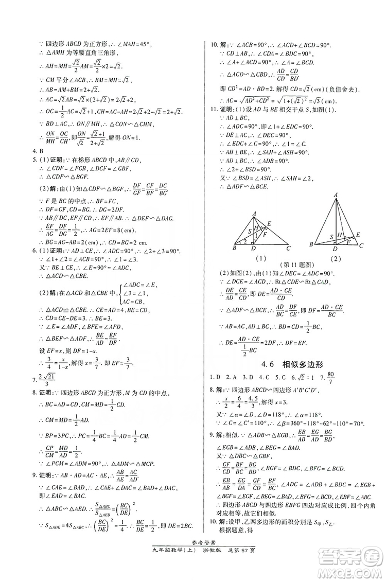 開(kāi)明出版社2019高效課時(shí)通九年級(jí)數(shù)學(xué)全一冊(cè)新課改浙江專(zhuān)版A本答案