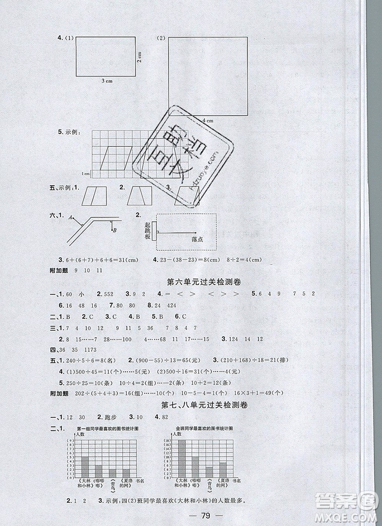 2019年陽光同學(xué)一線名師全優(yōu)好卷四年級數(shù)學(xué)上冊人教版參考答案