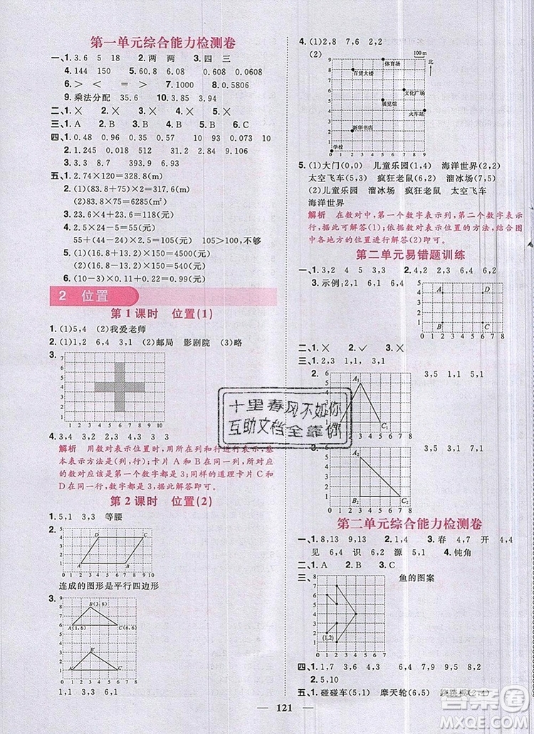 2019年陽光同學(xué)課時(shí)優(yōu)化作業(yè)五年級(jí)數(shù)學(xué)上冊(cè)人教版參考答案