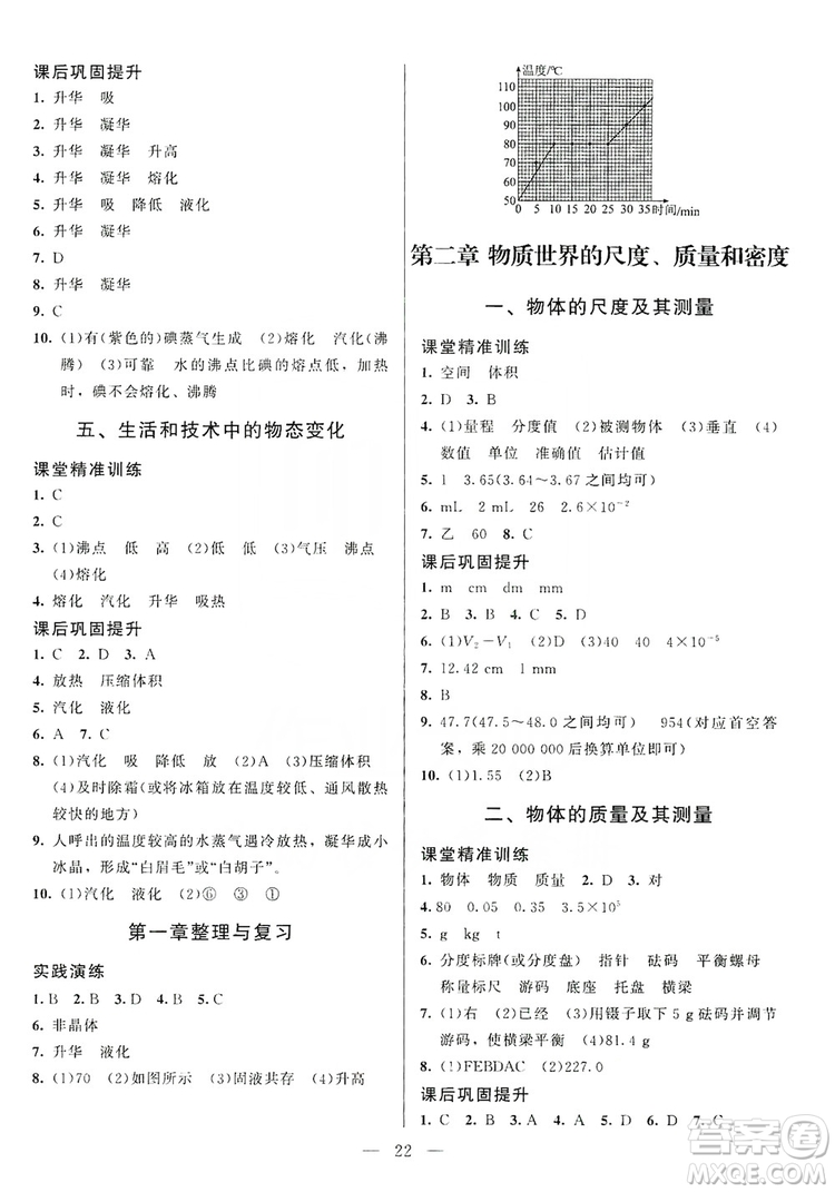 北京師范大學(xué)出版社2019年課堂精練八年級(jí)物理上冊(cè)北師大版第4版答案