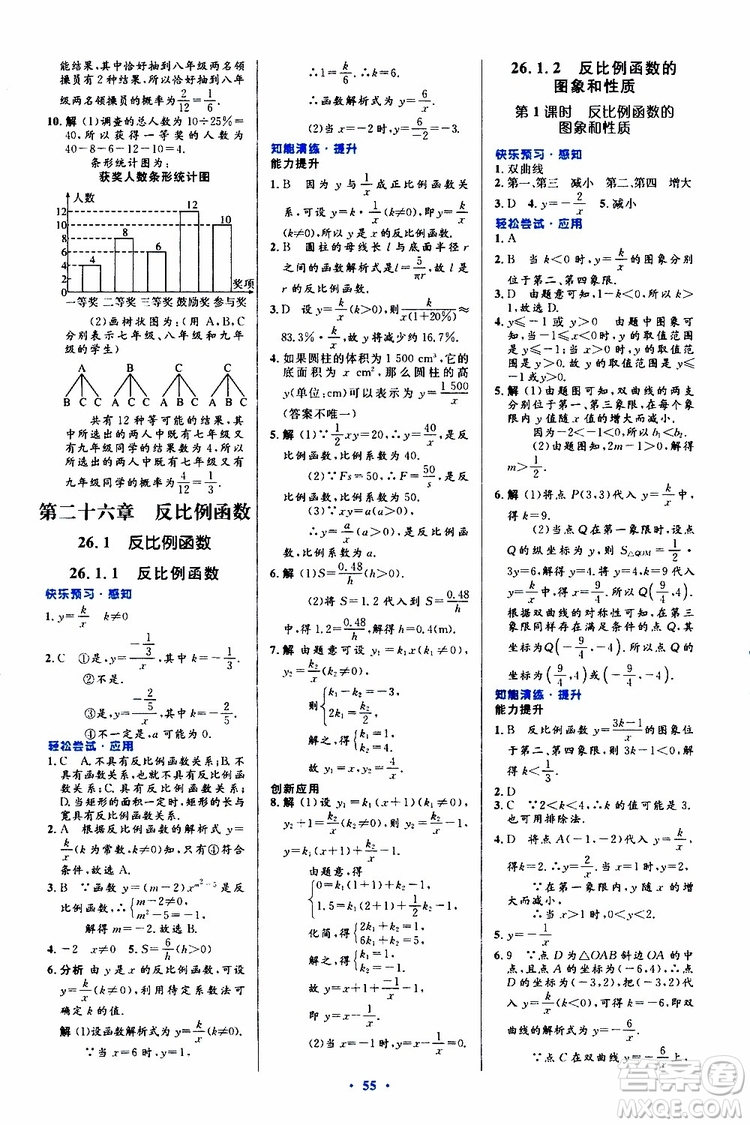 2019年初中同步測(cè)控優(yōu)化設(shè)計(jì)九年級(jí)全一冊(cè)數(shù)學(xué)人教版參考答案