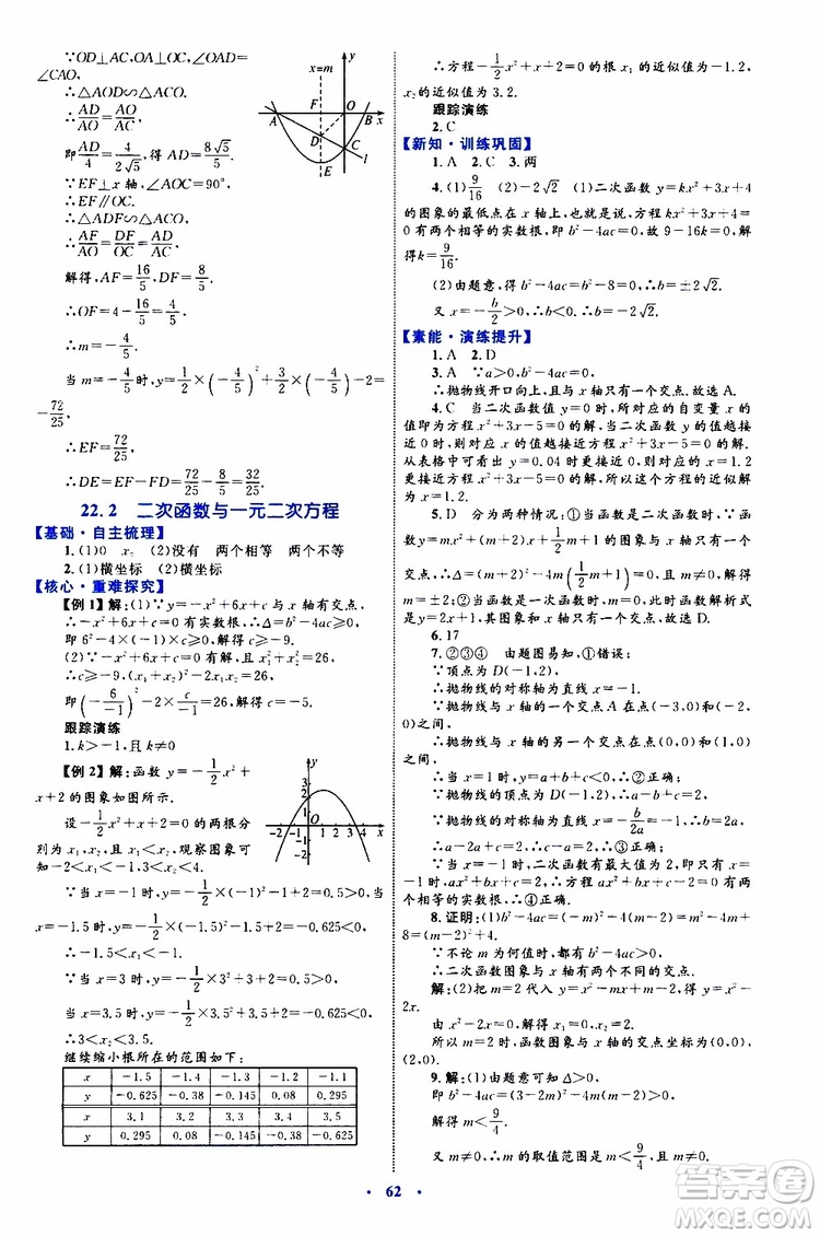 2019年初中同步學(xué)習(xí)目標(biāo)與檢測(cè)數(shù)學(xué)九年級(jí)全一冊(cè)參考答案