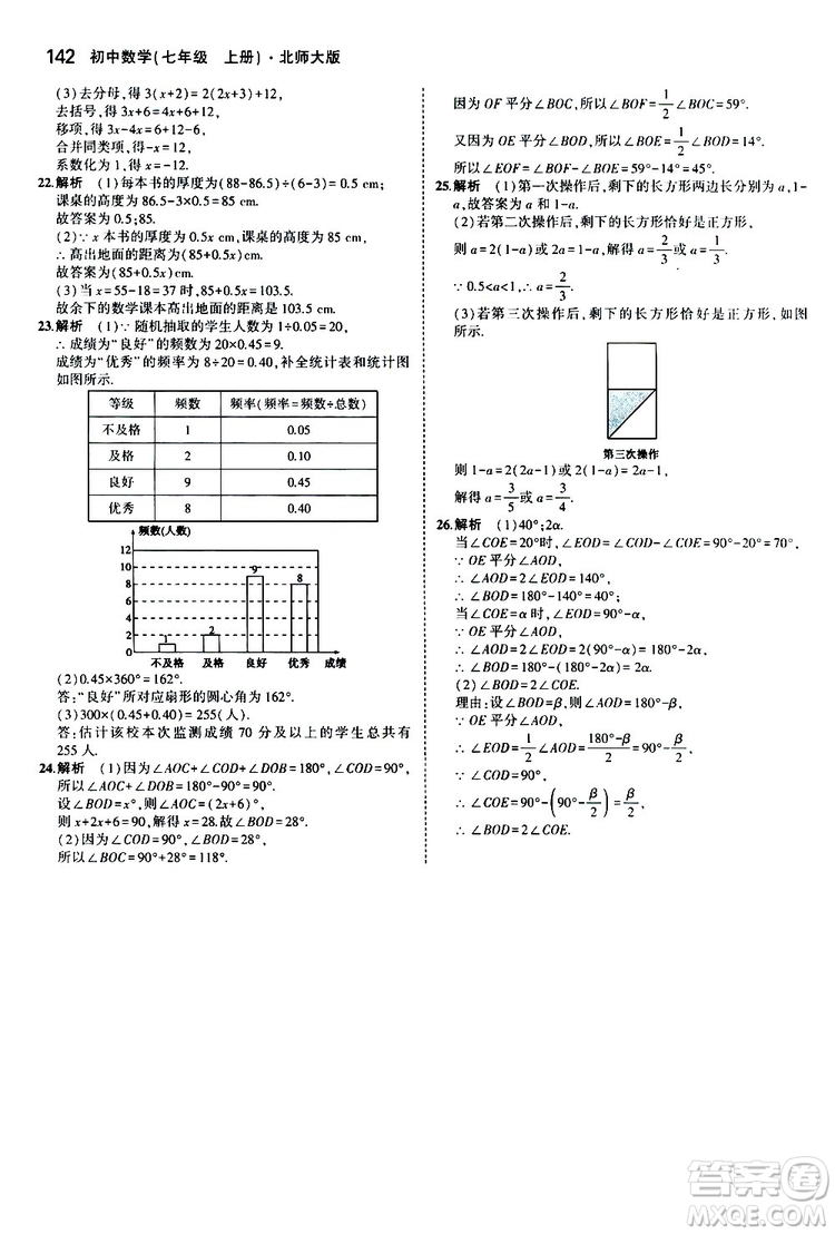 曲一線2020版5年中考3年模擬初中數(shù)學(xué)七年級(jí)上冊(cè)全練版北師大版參考答案