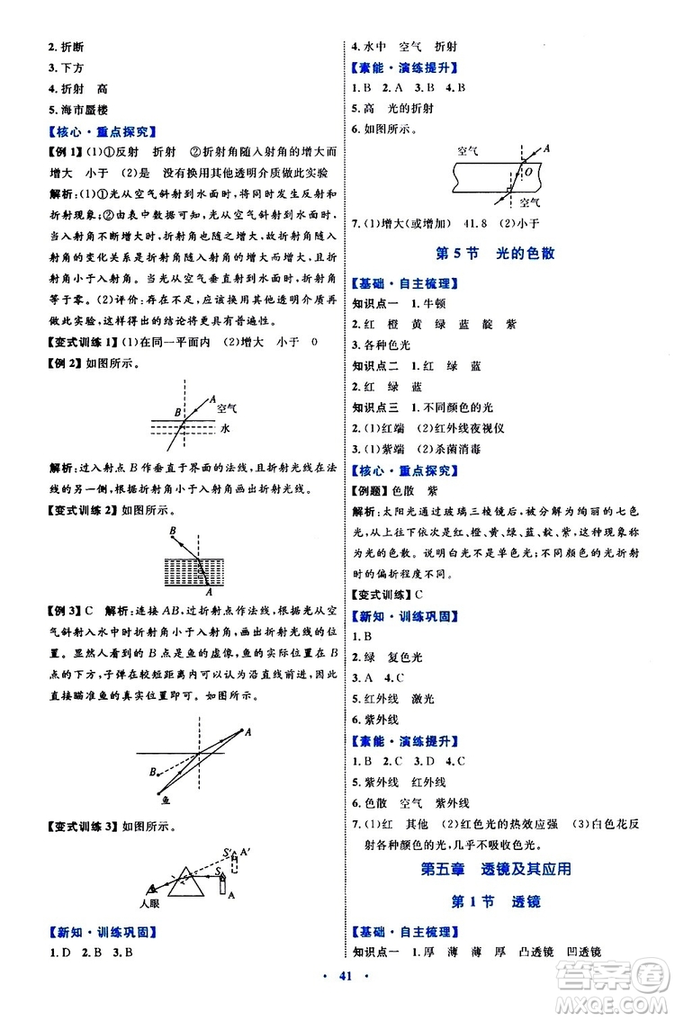 2019年初中同步學(xué)習(xí)目標(biāo)與檢測物理八年級上冊人教版參考答案