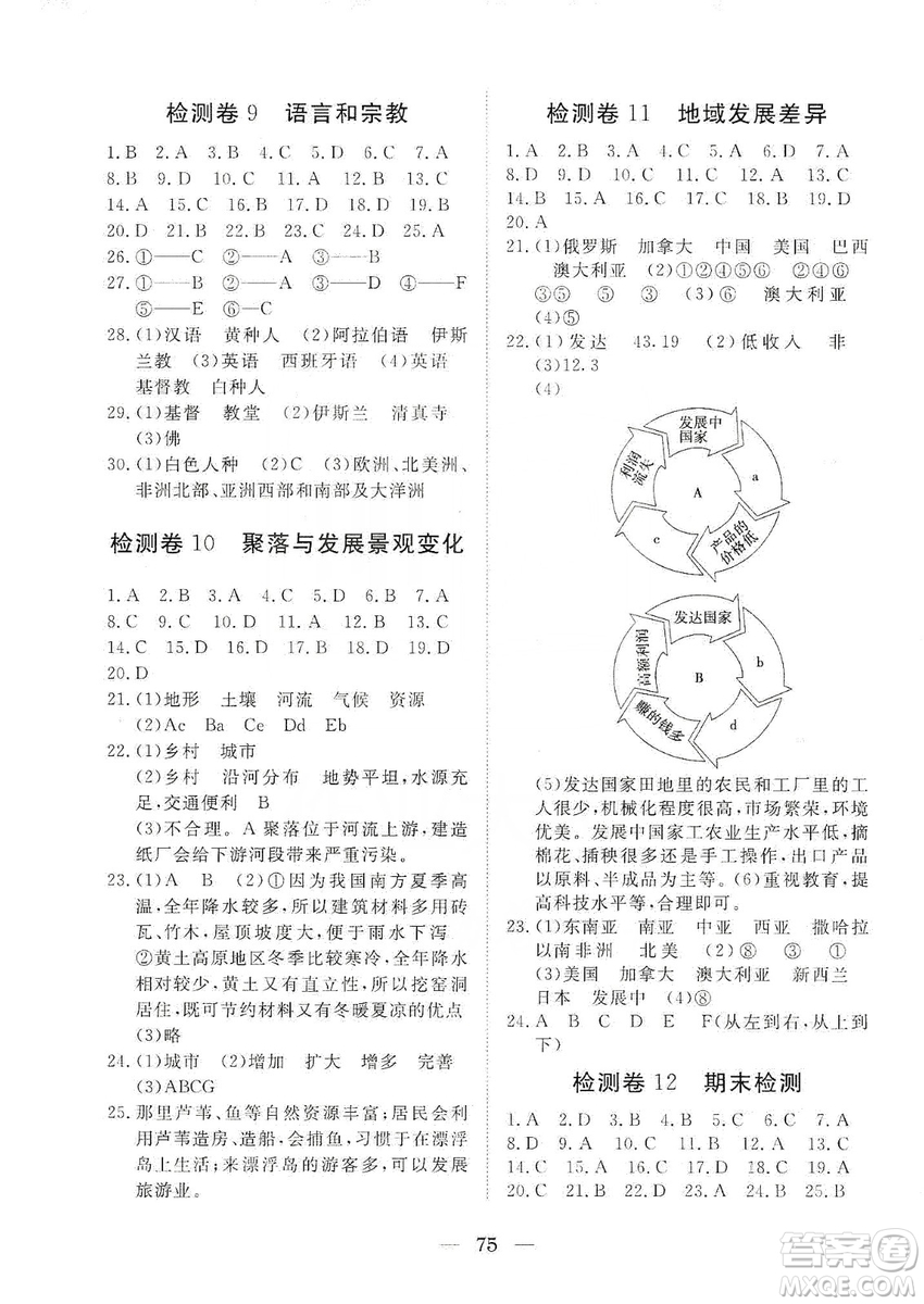 湖北教育出版社2019黃岡測試卷八年級地理上冊答案