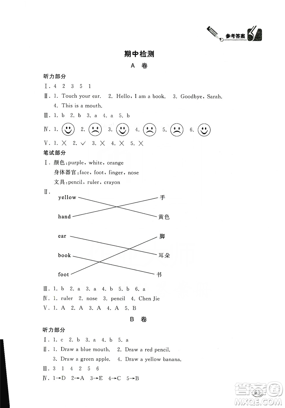 山東人民出版社2019小學(xué)英語(yǔ)同步學(xué)習(xí)三年級(jí)英語(yǔ)上冊(cè)人教版答案