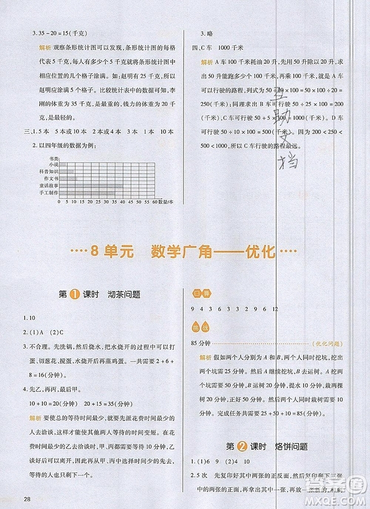 2019年一本我愛寫作業(yè)小學數(shù)學四年級上冊人教版參考答案